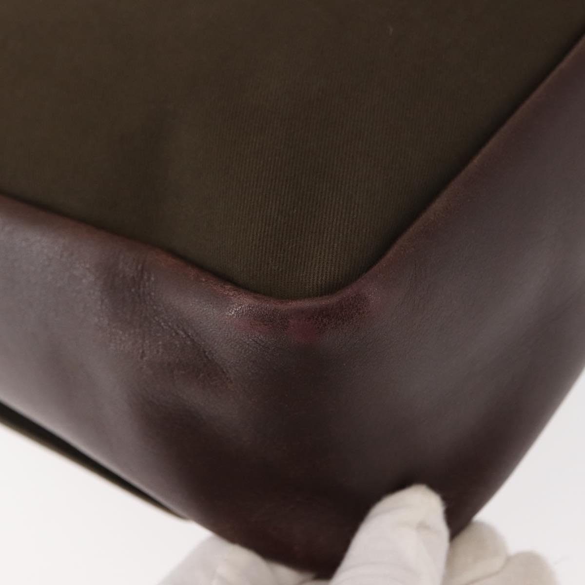 SAINT LAURENT Shoulder Bag Canvas Khaki Gold Auth bs29985