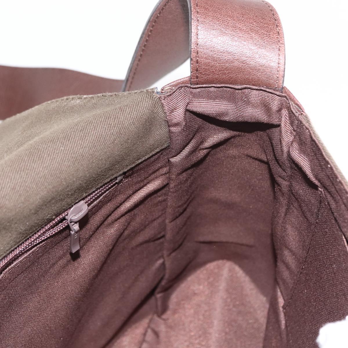 SAINT LAURENT Shoulder Bag Canvas Khaki Gold Auth bs29985