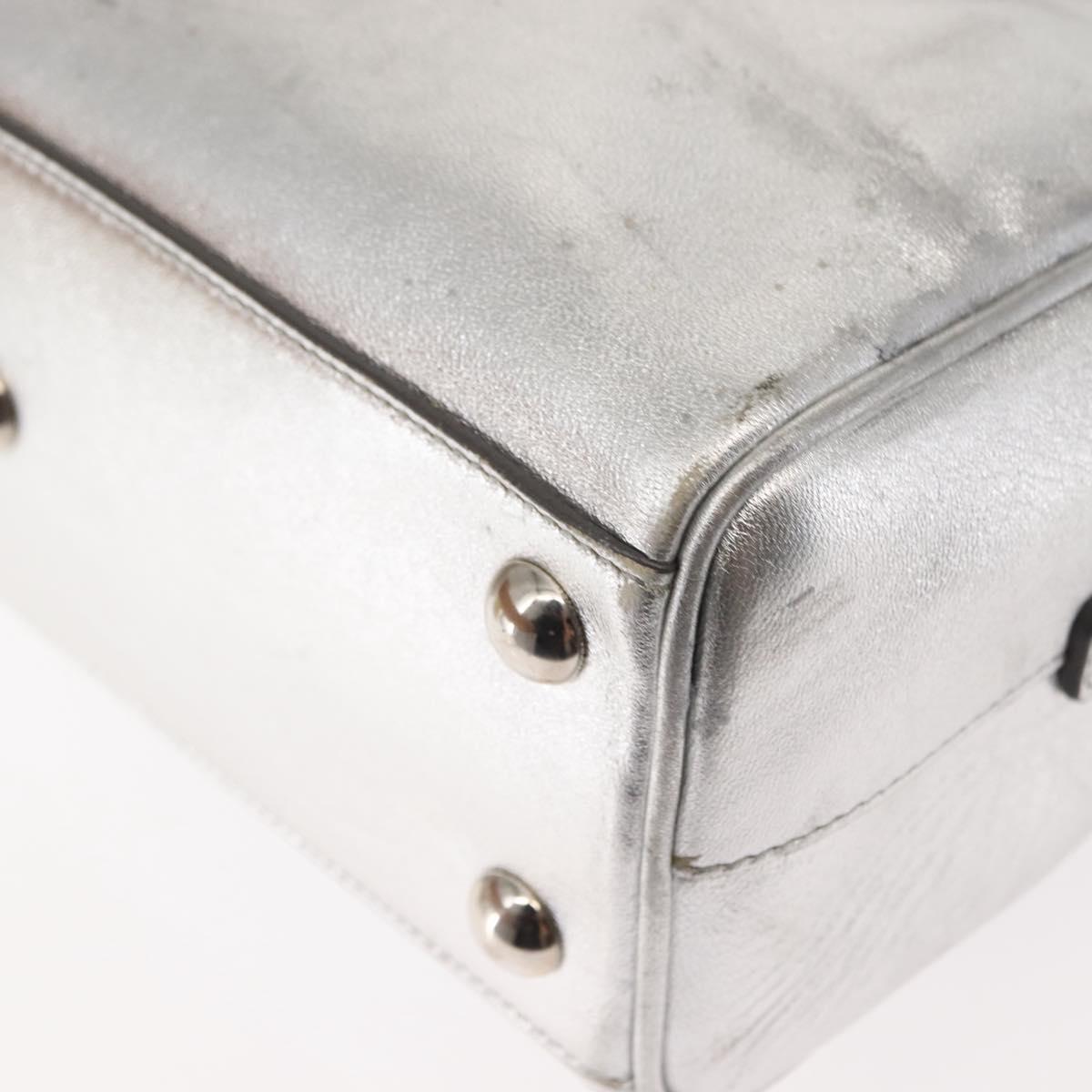 SAINT LAURENT Baby Duffel Mini Boston Bag Leather Silver Auth bs29986