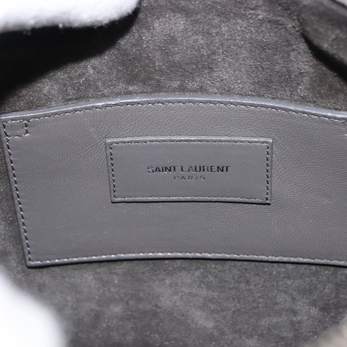 SAINT LAURENT Baby Duffel Mini Boston Bag Leather Silver Auth bs29986