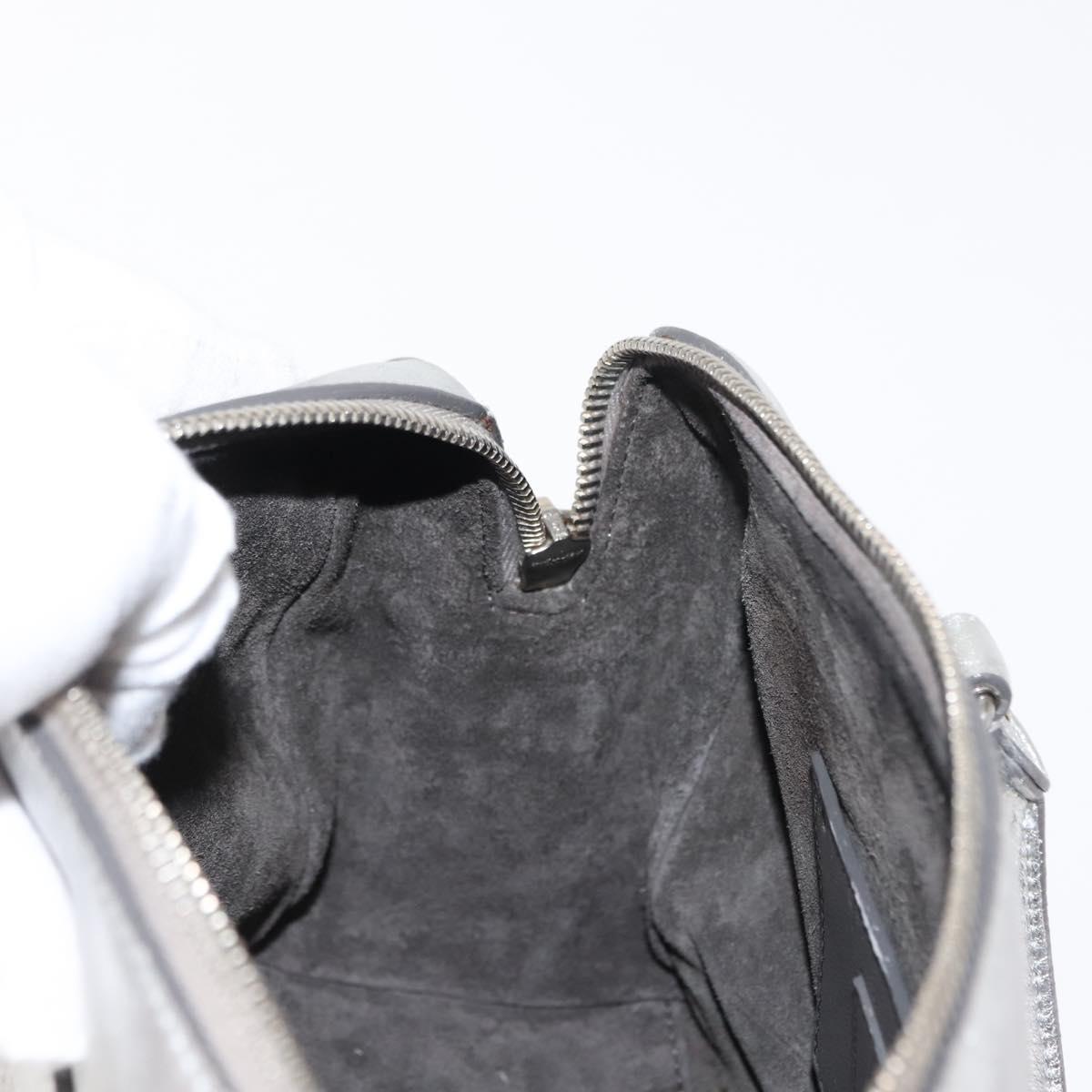 SAINT LAURENT Baby Duffel Mini Boston Bag Leather Silver Auth bs29986