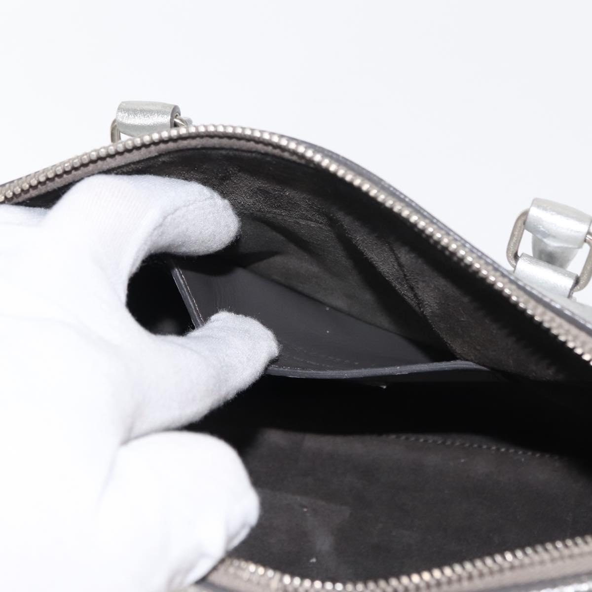 SAINT LAURENT Baby Duffel Mini Boston Bag Leather Silver Auth bs29986