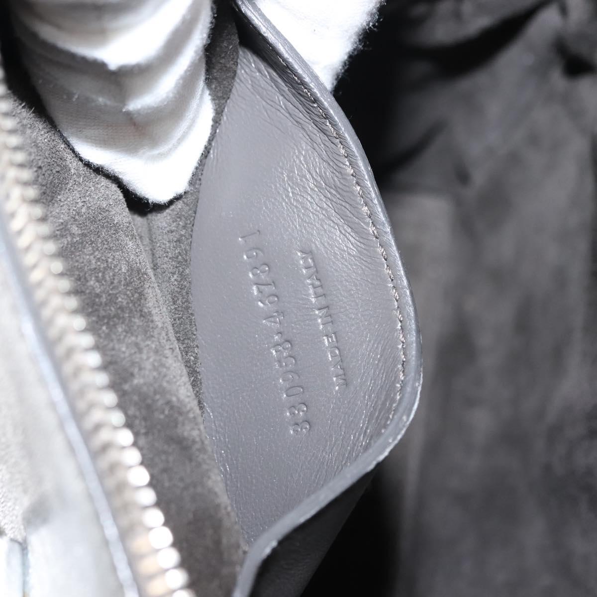 SAINT LAURENT Baby Duffel Mini Boston Bag Leather Silver Auth bs29986