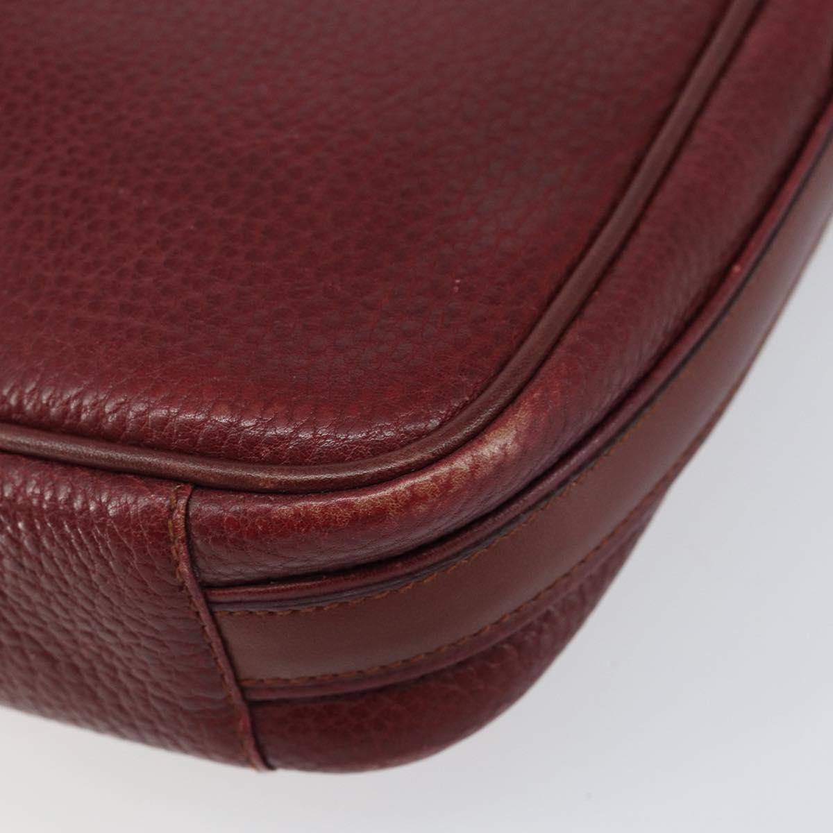 CARTIER Must Line Shoulder Bag Leather Bordeaux Gold Auth bs29989