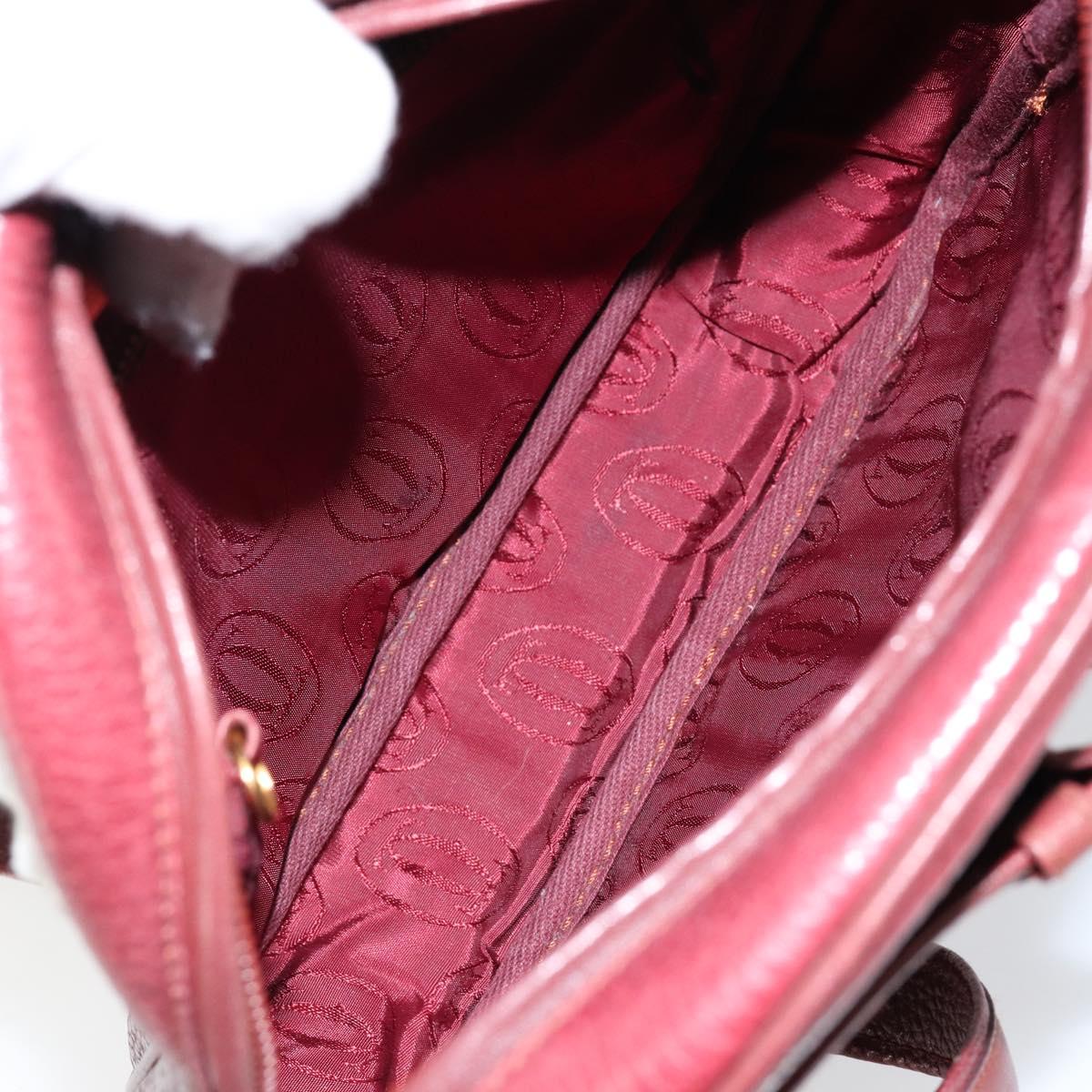 CARTIER Must Line Shoulder Bag Leather Bordeaux Gold Auth bs29989