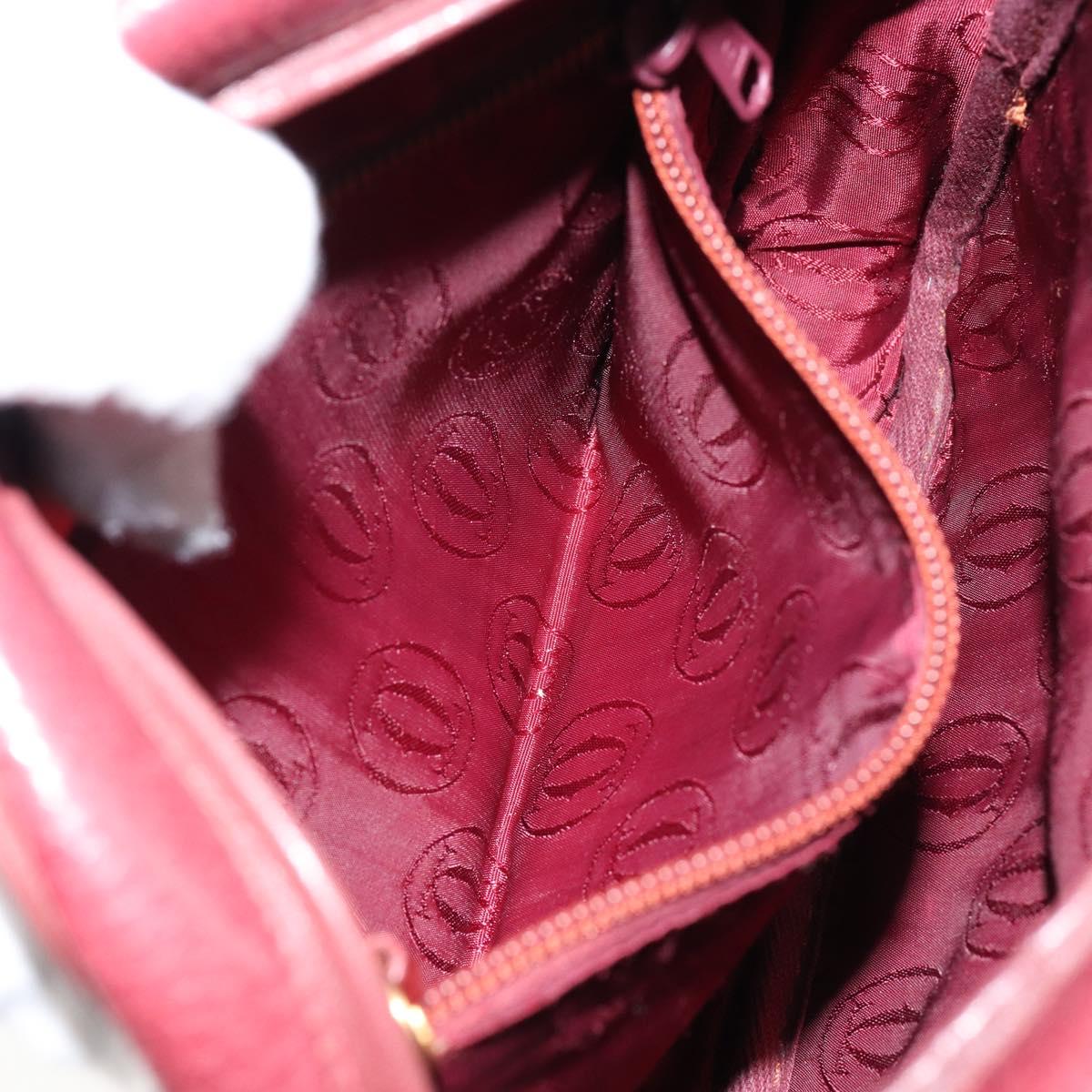 CARTIER Must Line Shoulder Bag Leather Bordeaux Gold Auth bs29989