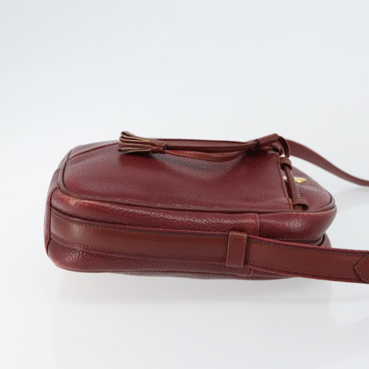 CARTIER Must Line Shoulder Bag Leather Bordeaux Gold Auth bs29989