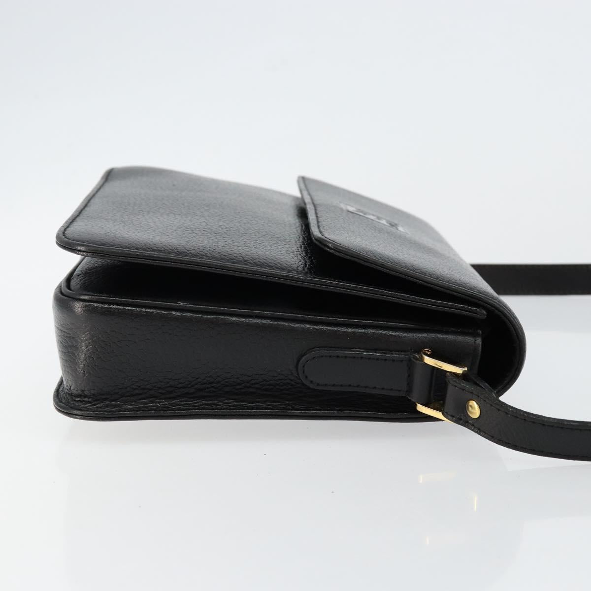 BURBERRY Shoulder Bag Leather Black Gold Auth bs29990