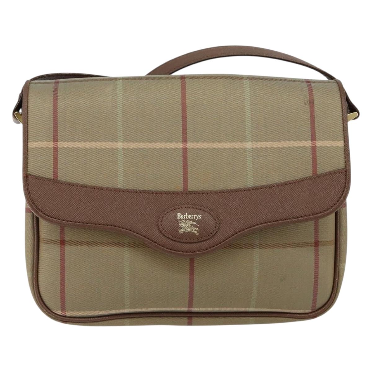 Burberrys Nova Check Shoulder Bag Canvas Beige Gold Auth bs29991