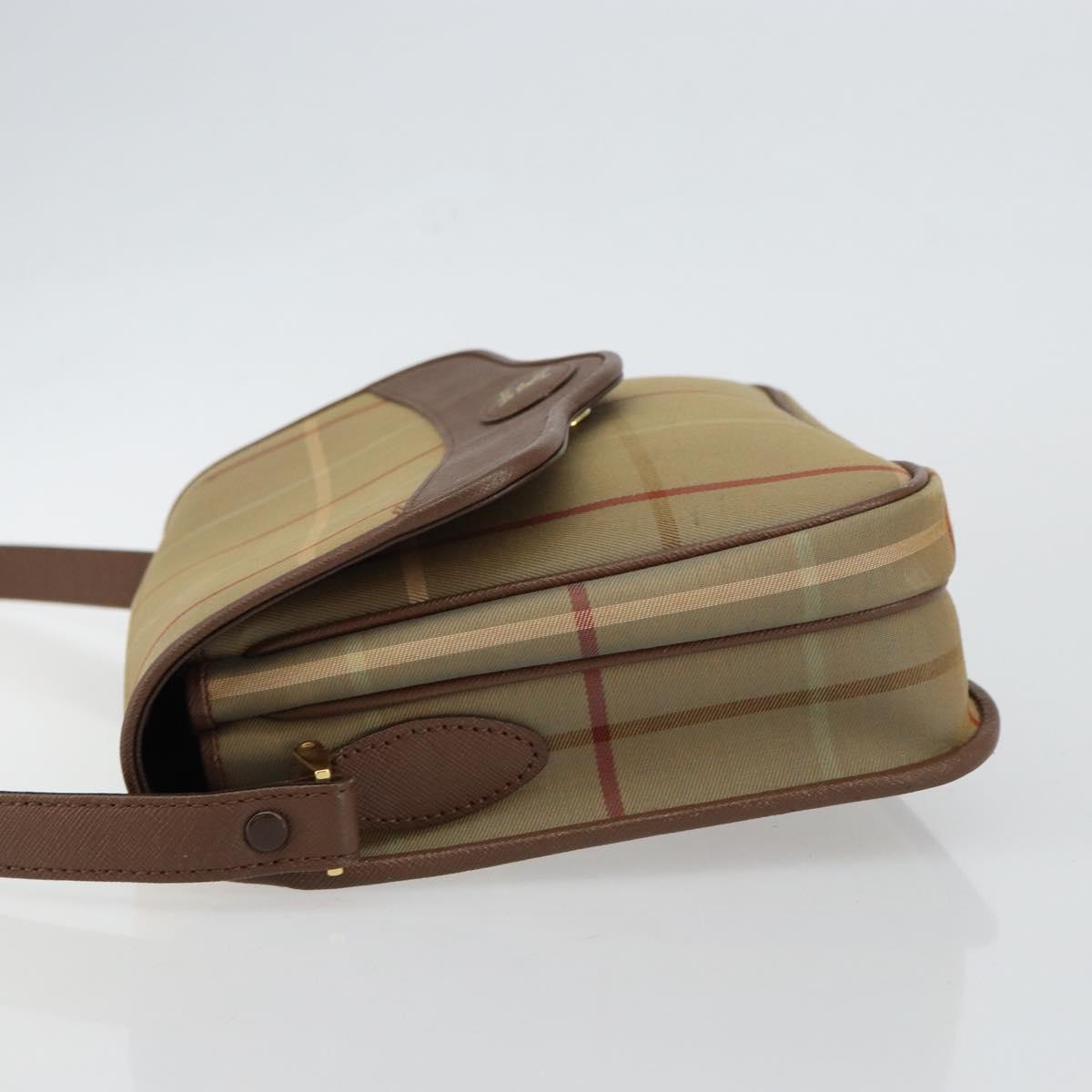 Burberrys Nova Check Shoulder Bag Canvas Beige Gold Auth bs29991