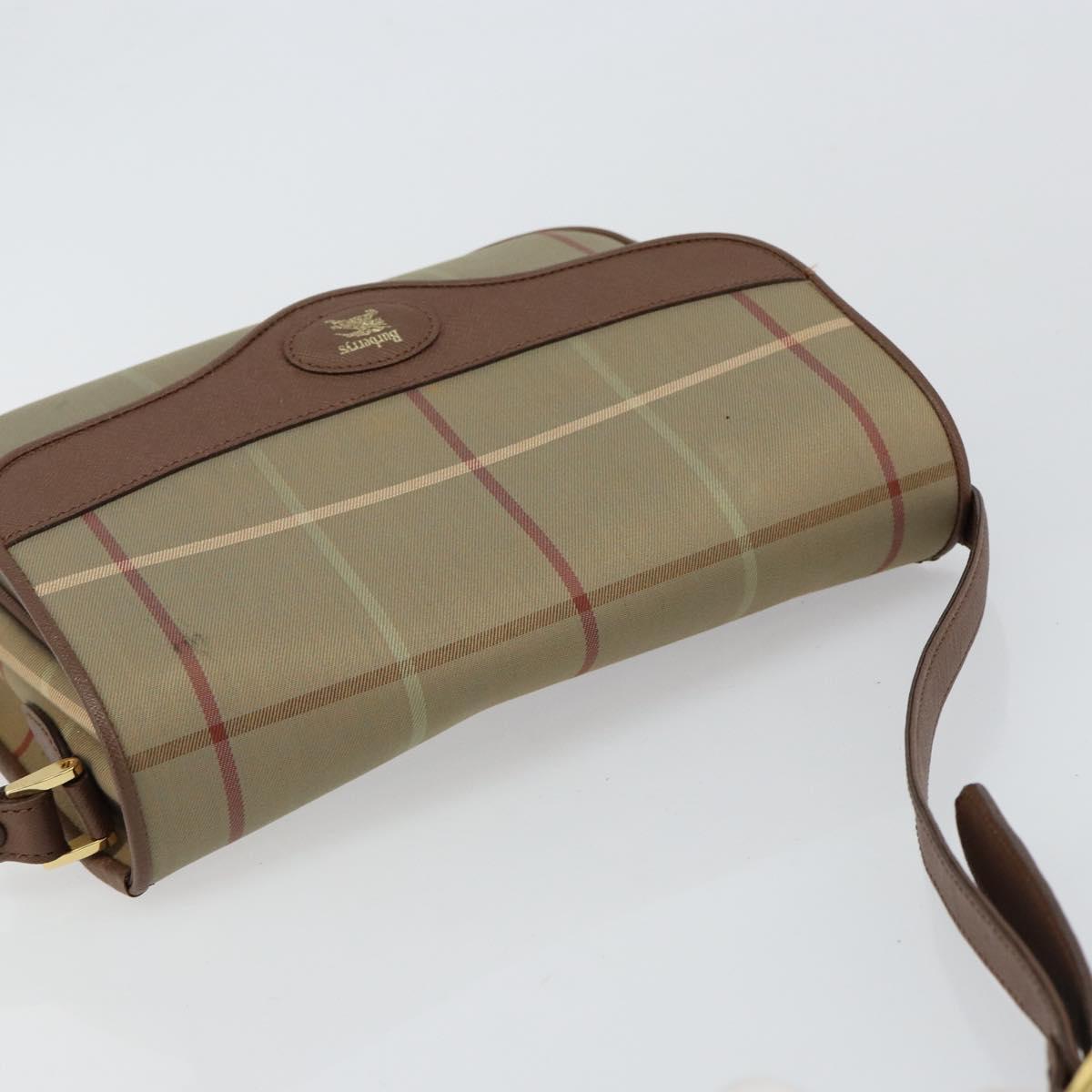 Burberrys Nova Check Shoulder Bag Canvas Beige Gold Auth bs29991