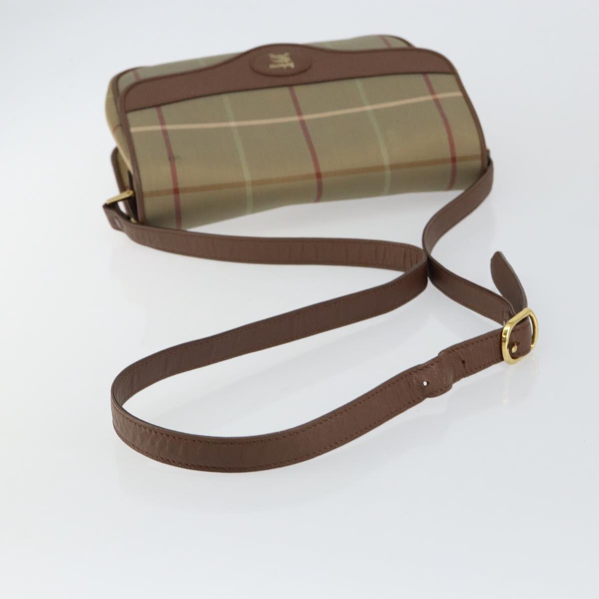 Burberrys Nova Check Shoulder Bag Canvas Beige Gold Auth bs29991