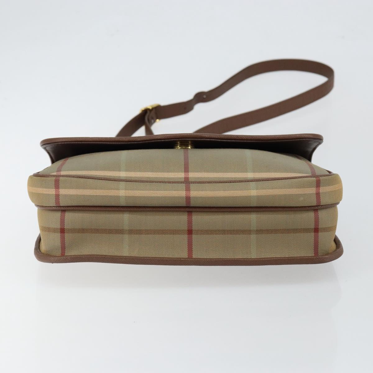 Burberrys Nova Check Shoulder Bag Canvas Beige Gold Auth bs29991