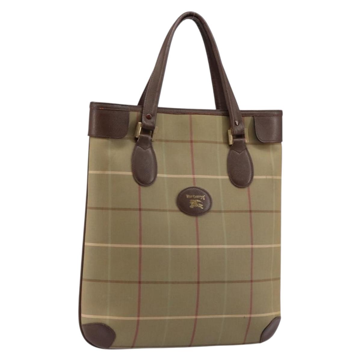 Burberrys Nova Check Tote Bag Canvas Beige Gold Auth bs29992