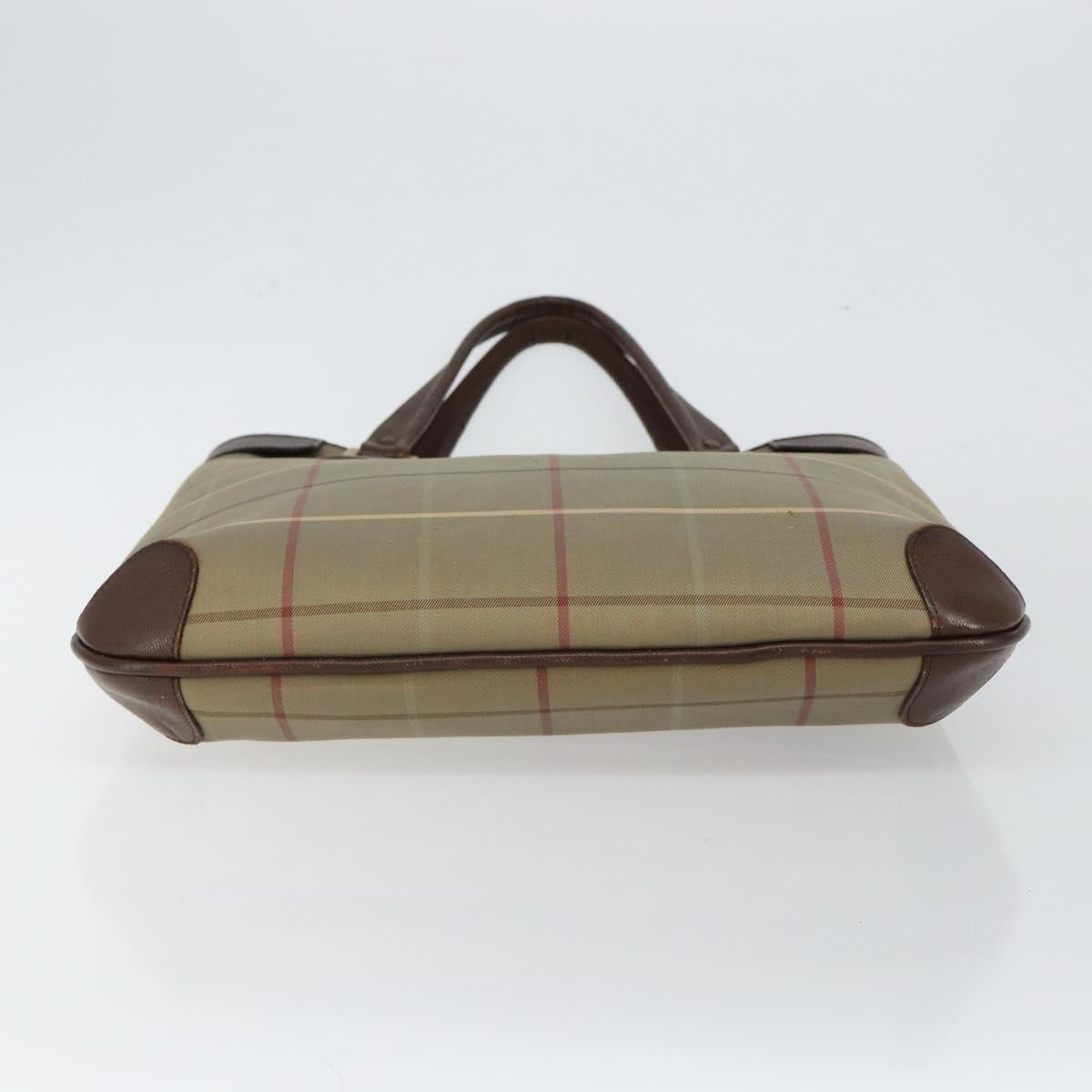 Burberrys Nova Check Tote Bag Canvas Beige Gold Auth bs29992