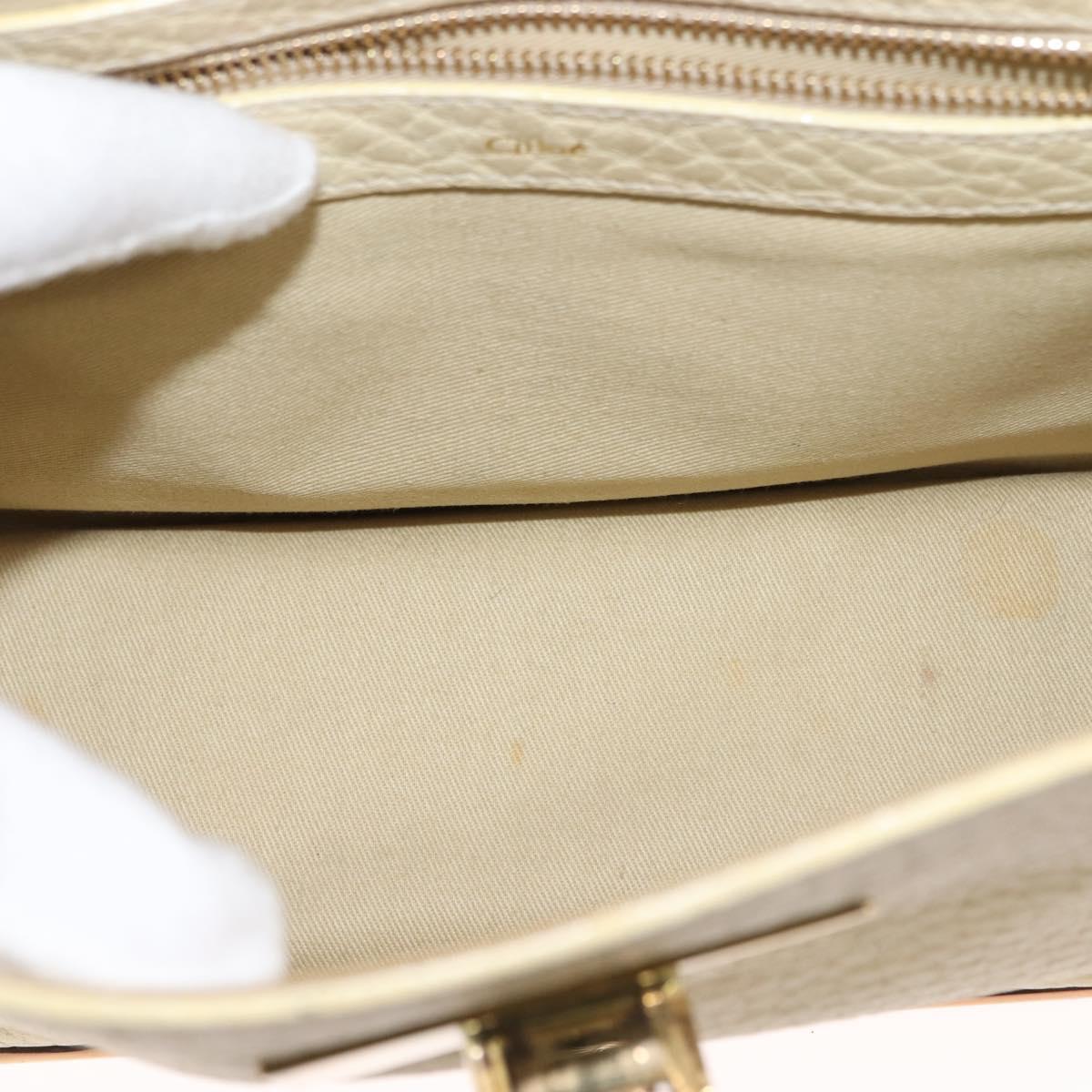 Chloe Sally Shoulder Bag Leather Beige Gold Auth bs29994