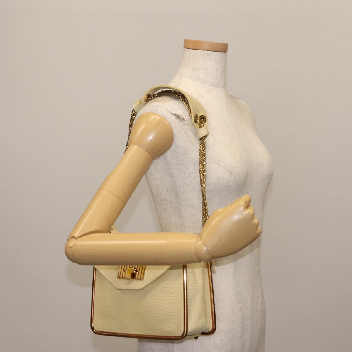 Chloe Sally Shoulder Bag Leather Beige Gold Auth bs29994