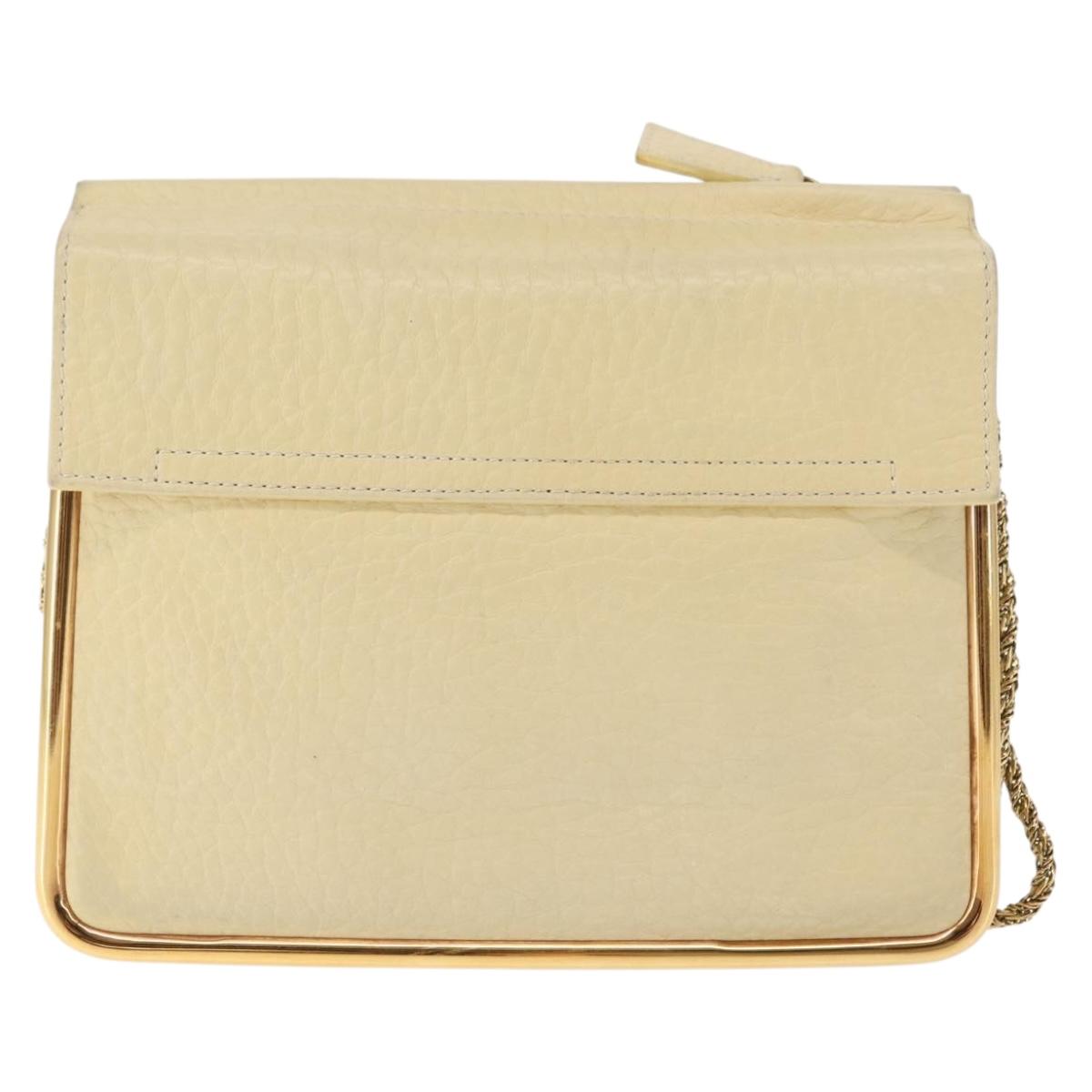 Chloe Sally Shoulder Bag Leather Beige Gold Auth bs29994