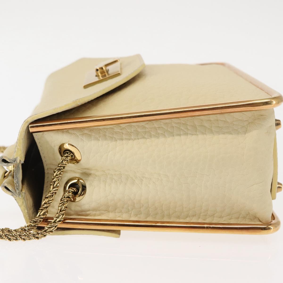 Chloe Sally Shoulder Bag Leather Beige Gold Auth bs29994