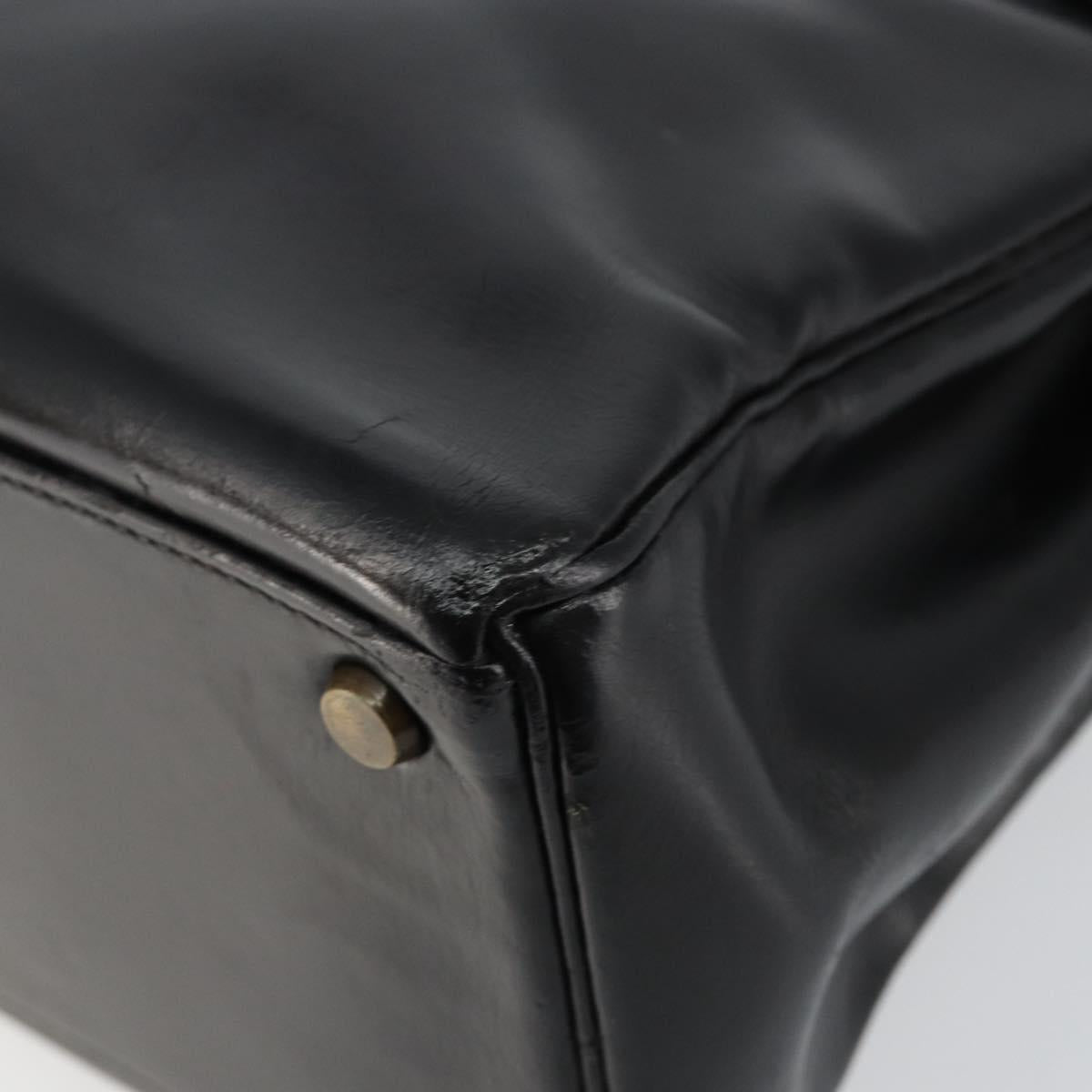 HERMES Sac Acroa Hand Bag Leather Black Gold Auth bs29996