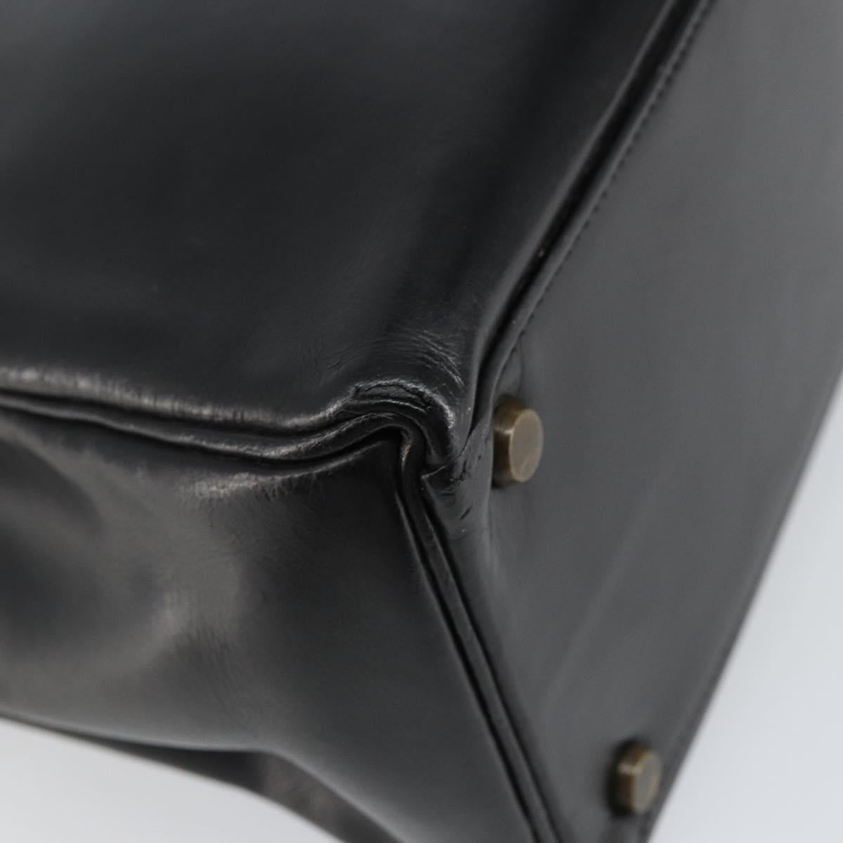 HERMES Sac Acroa Hand Bag Leather Black Gold Auth bs29996