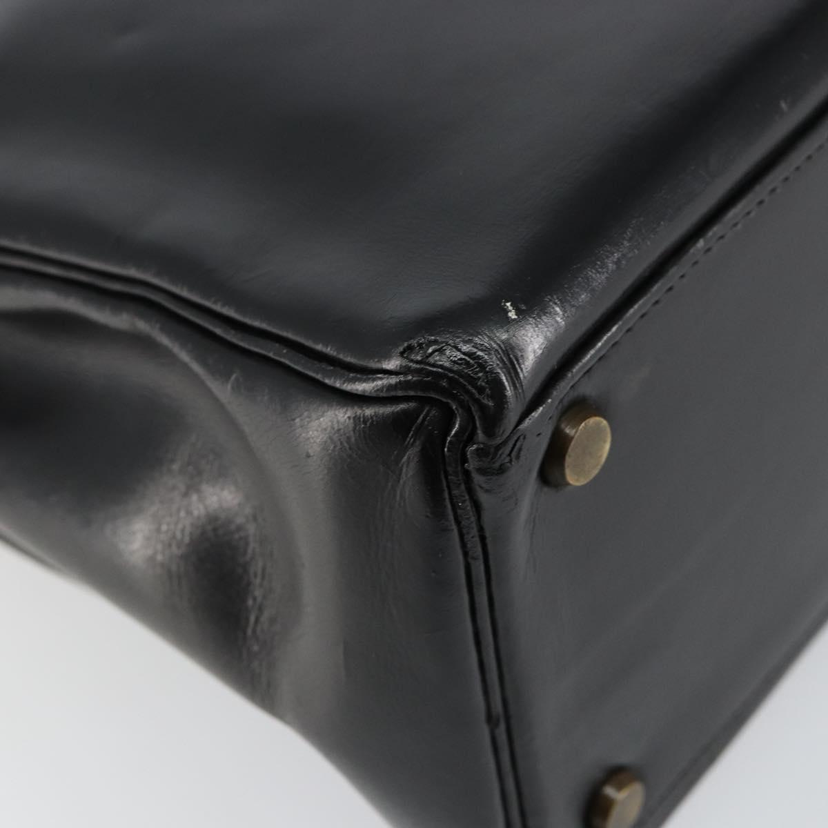 HERMES Sac Acroa Hand Bag Leather Black Gold Auth bs29996