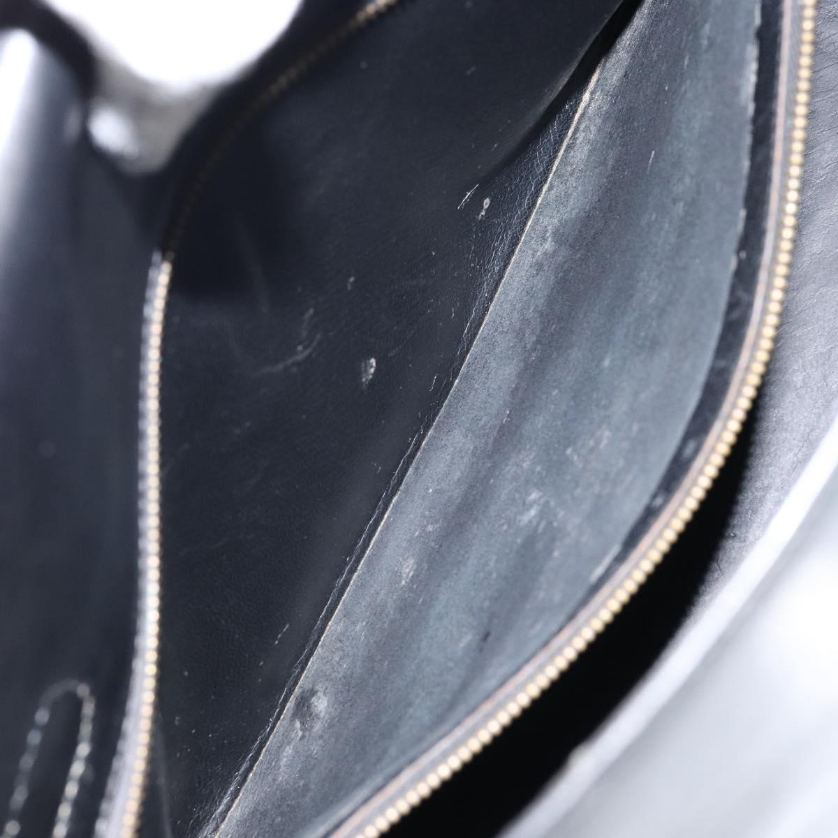 HERMES Sac Acroa Hand Bag Leather Black Gold Auth bs29996