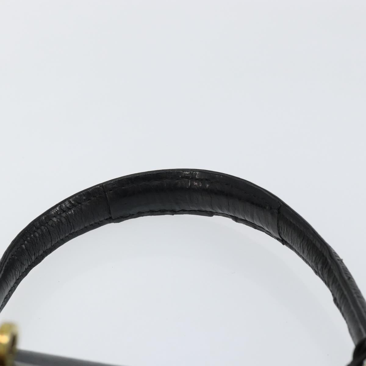 HERMES Sac Acroa Hand Bag Leather Black Gold Auth bs29996