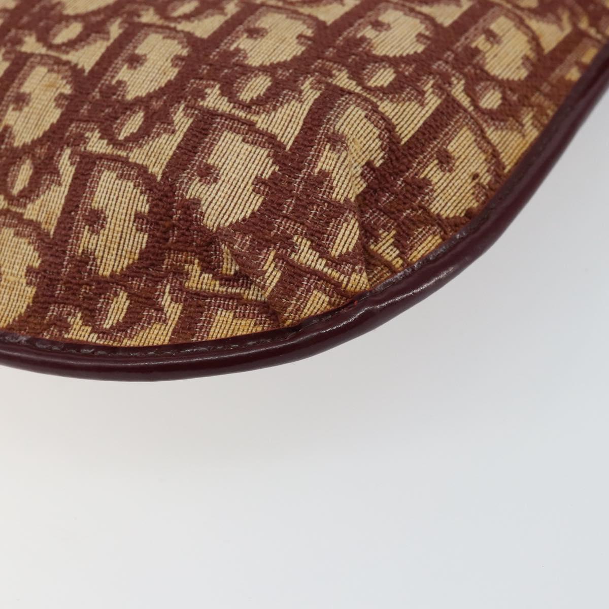 Christian Dior Trotter Canvas Shoulder Bag Bordeaux Gold Auth bs29997