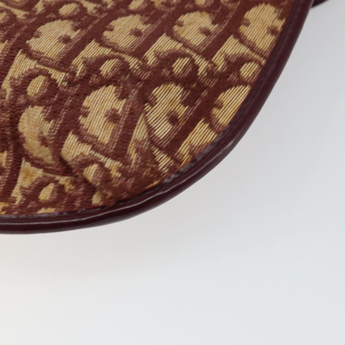 Christian Dior Trotter Canvas Shoulder Bag Bordeaux Gold Auth bs29997