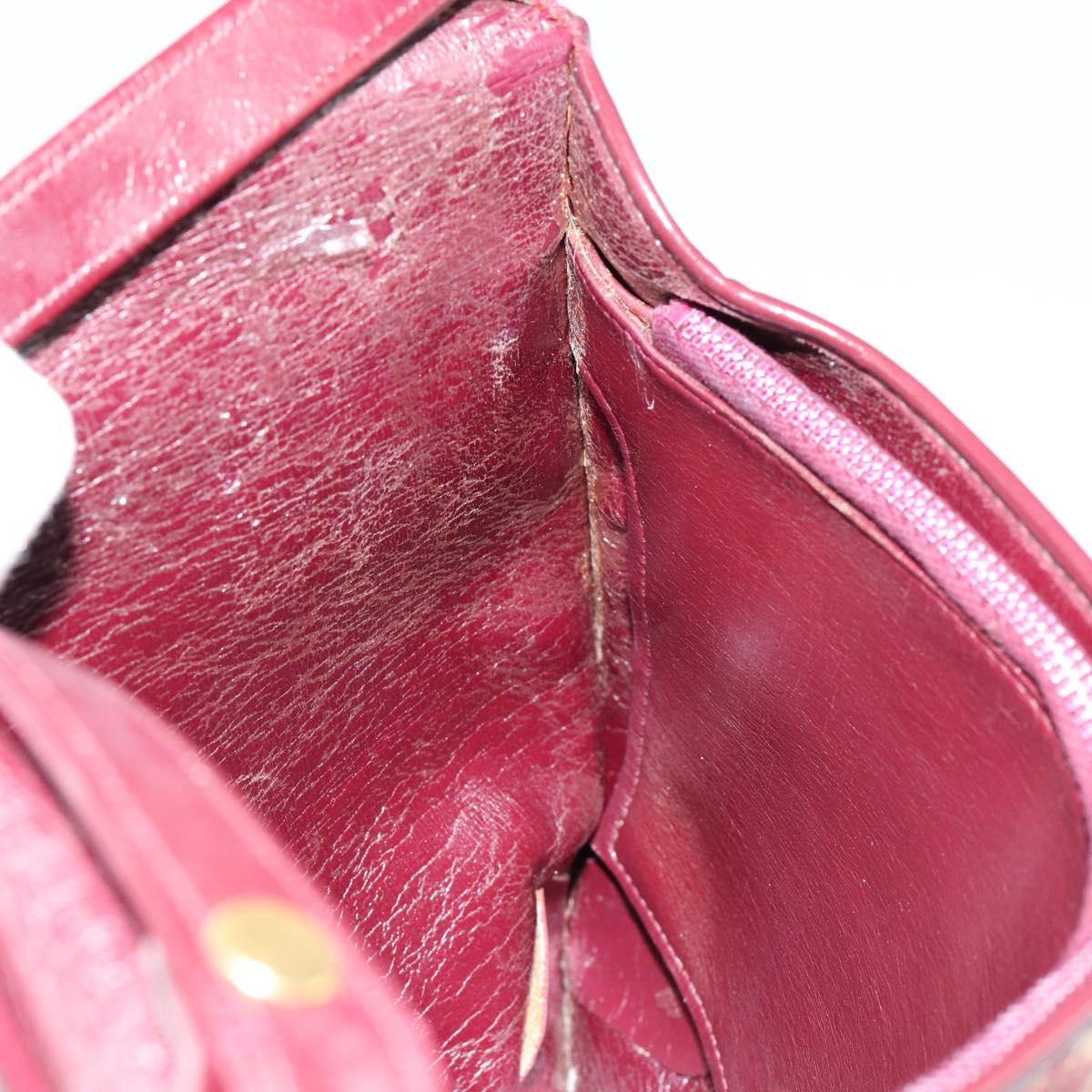 Christian Dior Trotter Canvas Shoulder Bag Bordeaux Gold Auth bs29997