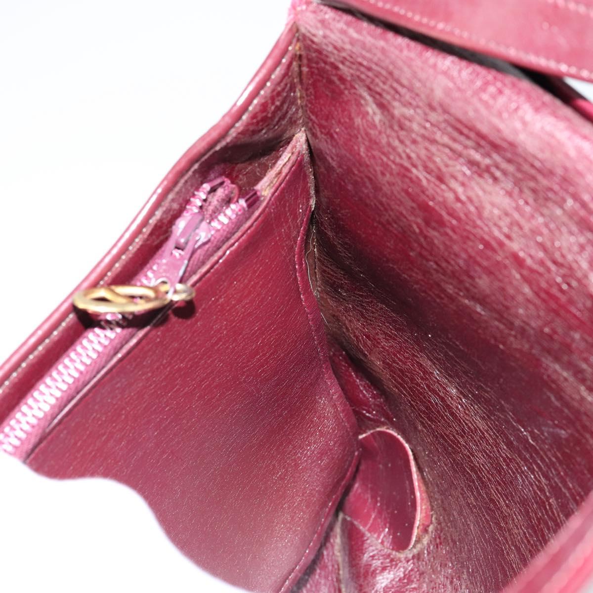 Christian Dior Trotter Canvas Shoulder Bag Bordeaux Gold Auth bs29997