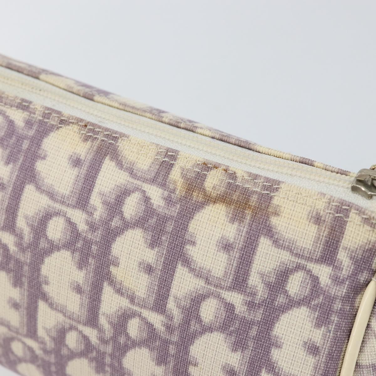 Christian Dior Trotter Canvas Pouch PVC Purple Silver Auth bs29999