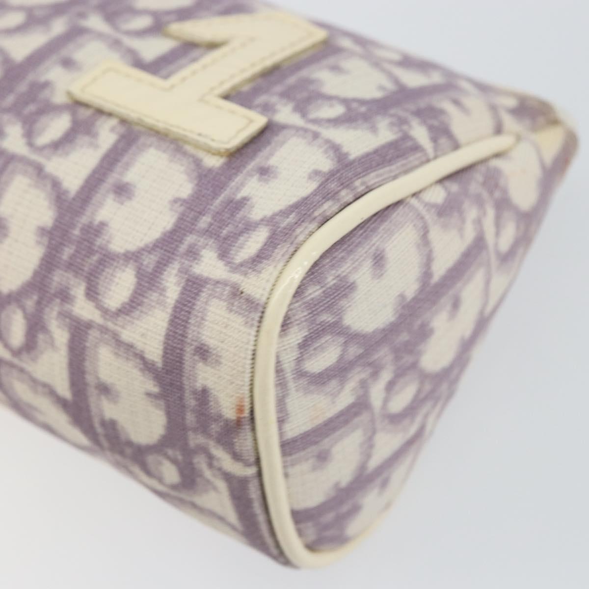 Christian Dior Trotter Canvas Pouch PVC Purple Silver Auth bs29999