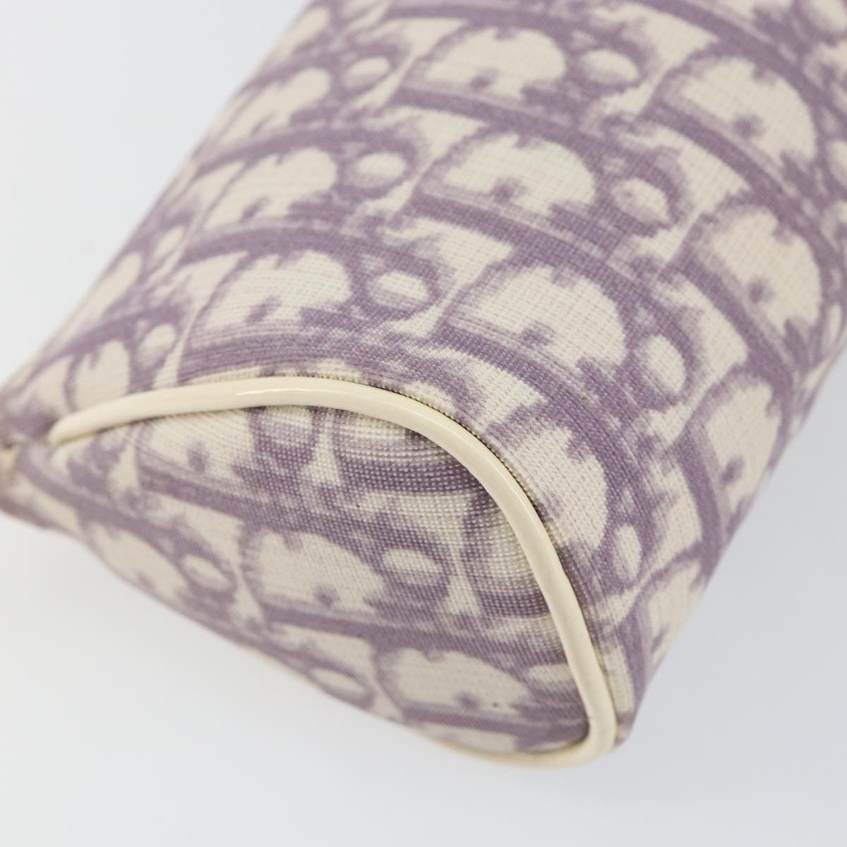 Christian Dior Trotter Canvas Pouch PVC Purple Silver Auth bs29999