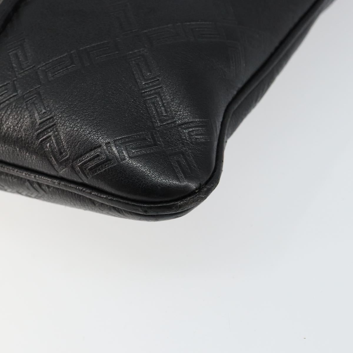 Gianni Versace Gureka Shoulder Bag Leather Black Silver Auth bs30000