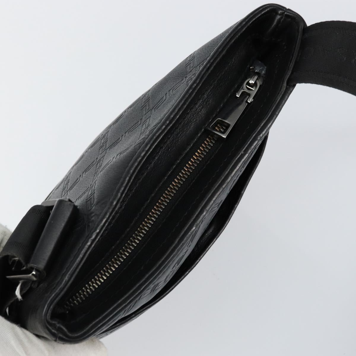 Gianni Versace Gureka Shoulder Bag Leather Black Silver Auth bs30000