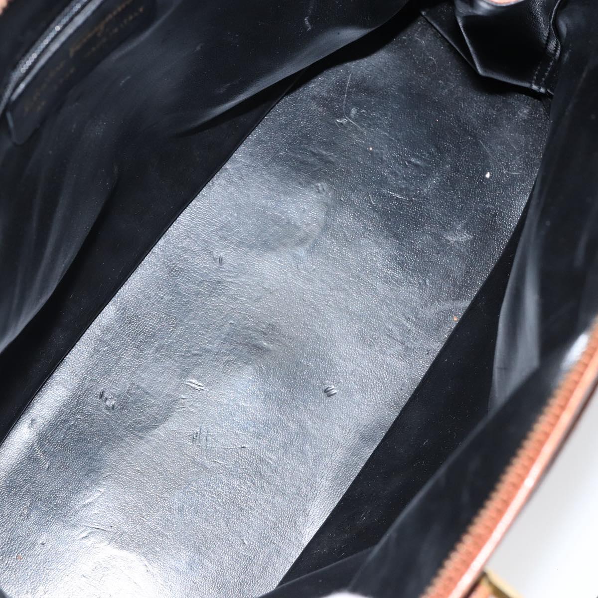 Salvatore Ferragamo Hand Bag Leather Brown Gold Auth bs30002