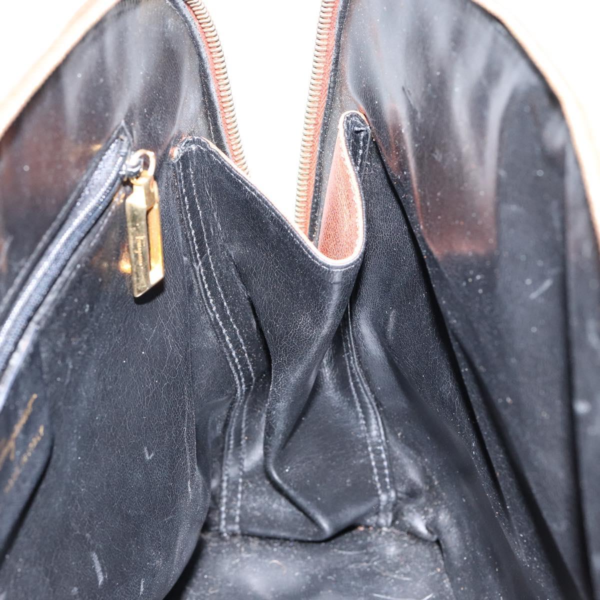 Salvatore Ferragamo Hand Bag Leather Brown Gold Auth bs30002