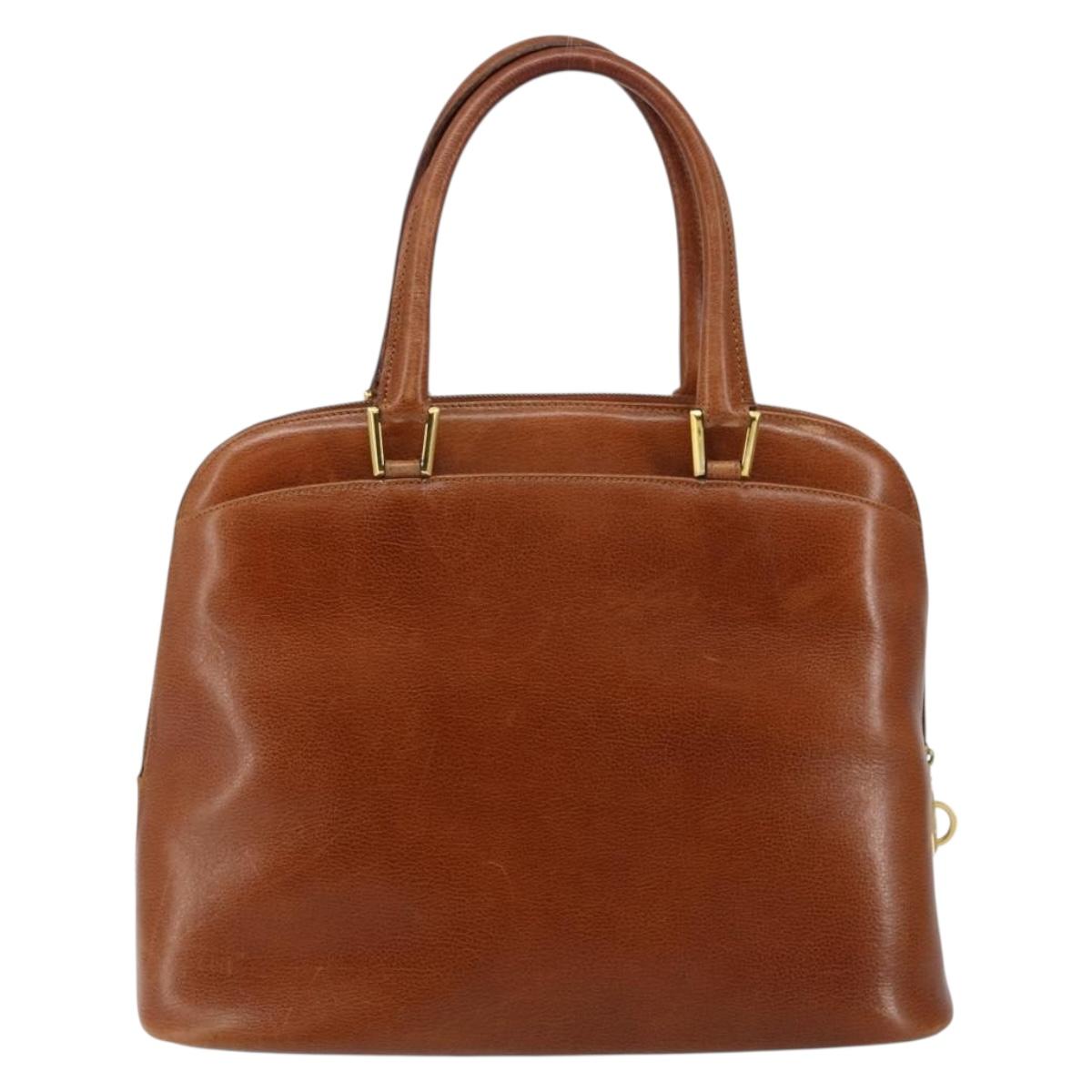 Salvatore Ferragamo Hand Bag Leather Brown Gold Auth bs30002