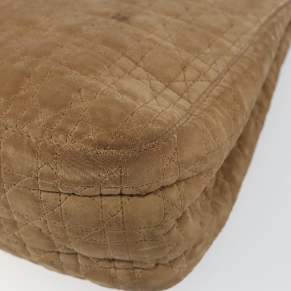 Christian Dior Canage Shoulder Bag Nylon Beige Gold Auth bs30004