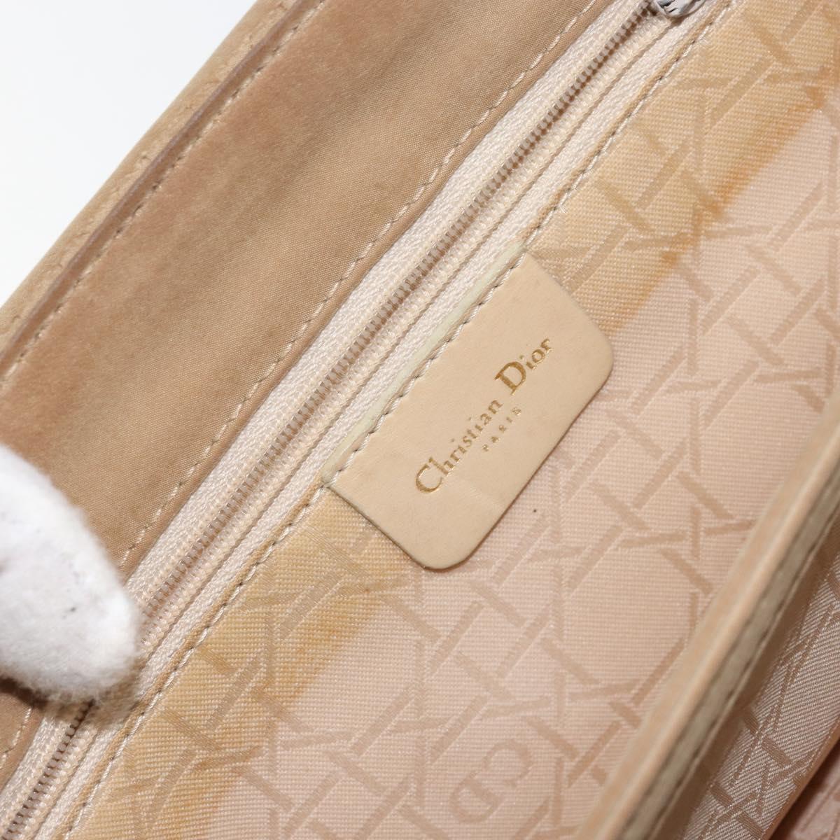 Christian Dior Canage Shoulder Bag Nylon Beige Gold Auth bs30004