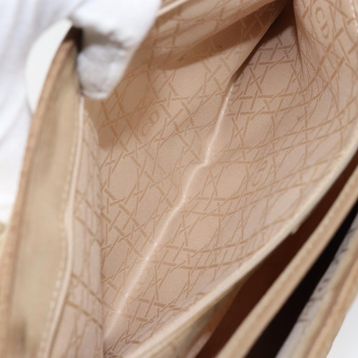 Christian Dior Canage Shoulder Bag Nylon Beige Gold Auth bs30004