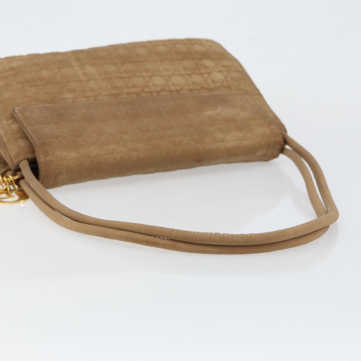 Christian Dior Canage Shoulder Bag Nylon Beige Gold Auth bs30004
