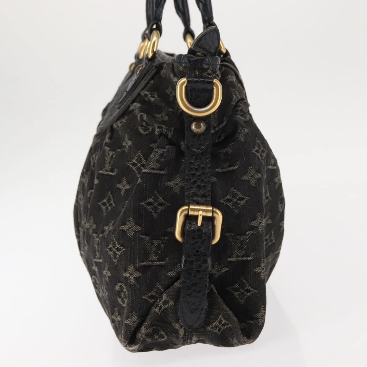 LOUIS VUITTON Monogram denim Neo Cabby MM Bag 2way Black M95351 LV Auth bs30011