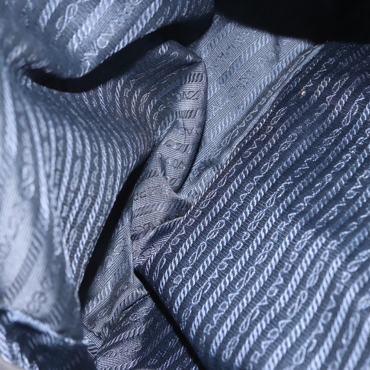 PRADA Flower Embroidery Tote Bag Nylon Black Silver Auth bs30015