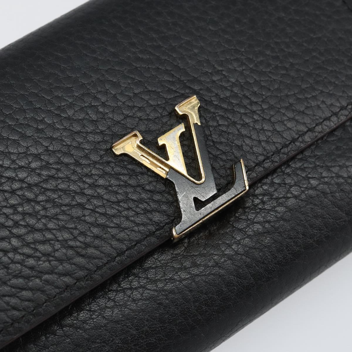 LOUIS VUITTON Portefeuille Capucines Wallet Leather Black M62157 LV Auth bs30017