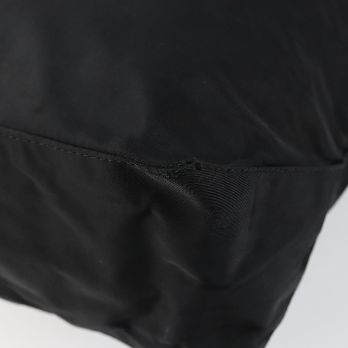 PRADA Tote Bag Nylon Black Silver Auth bs30018