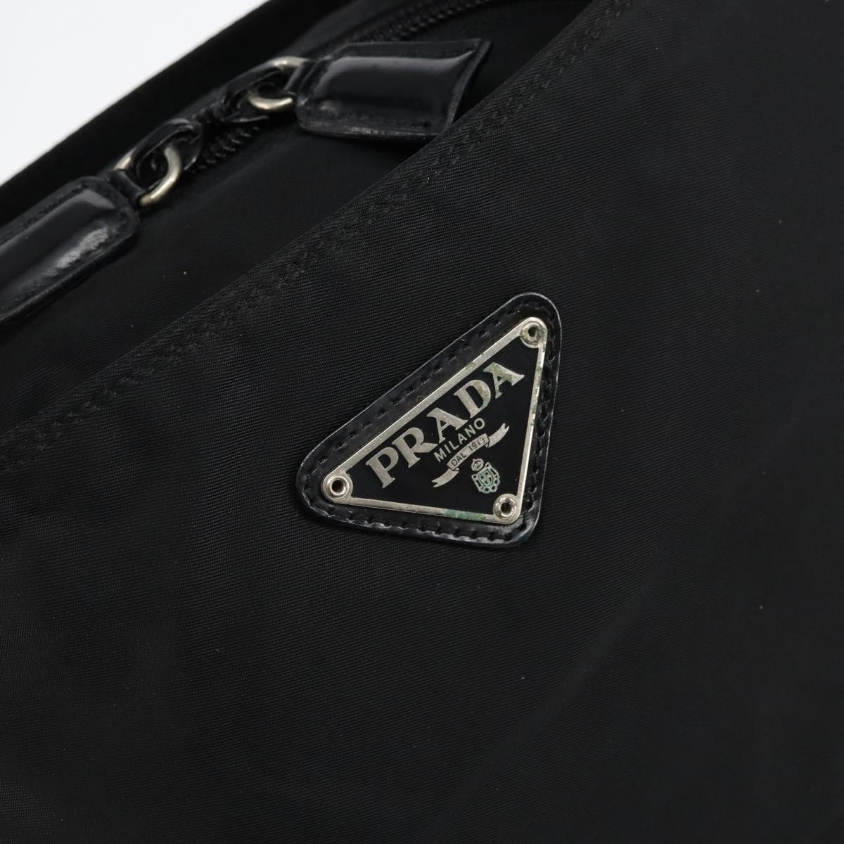 PRADA Tote Bag Nylon Black Silver Auth bs30018