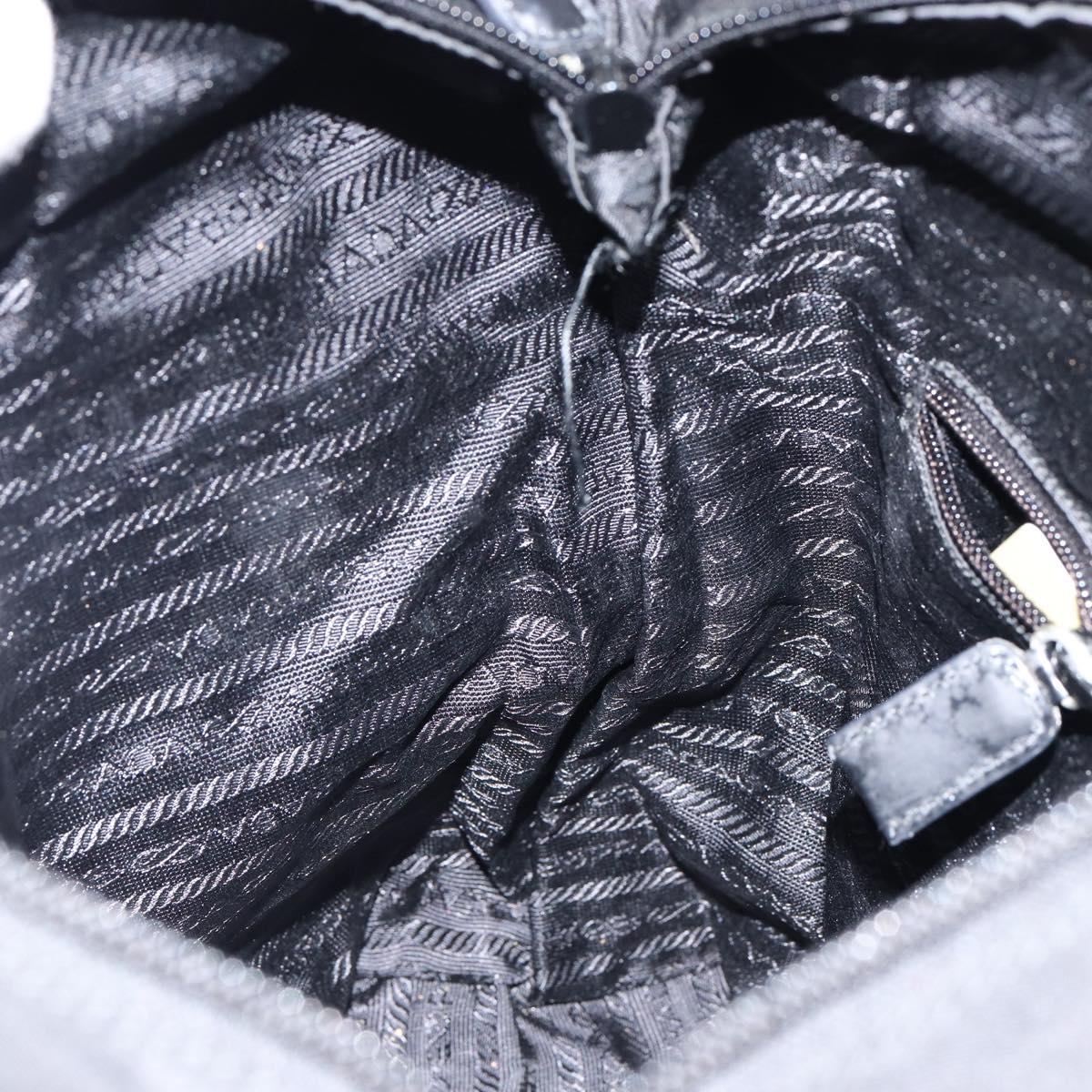 PRADA Tote Bag Nylon Black Silver Auth bs30018